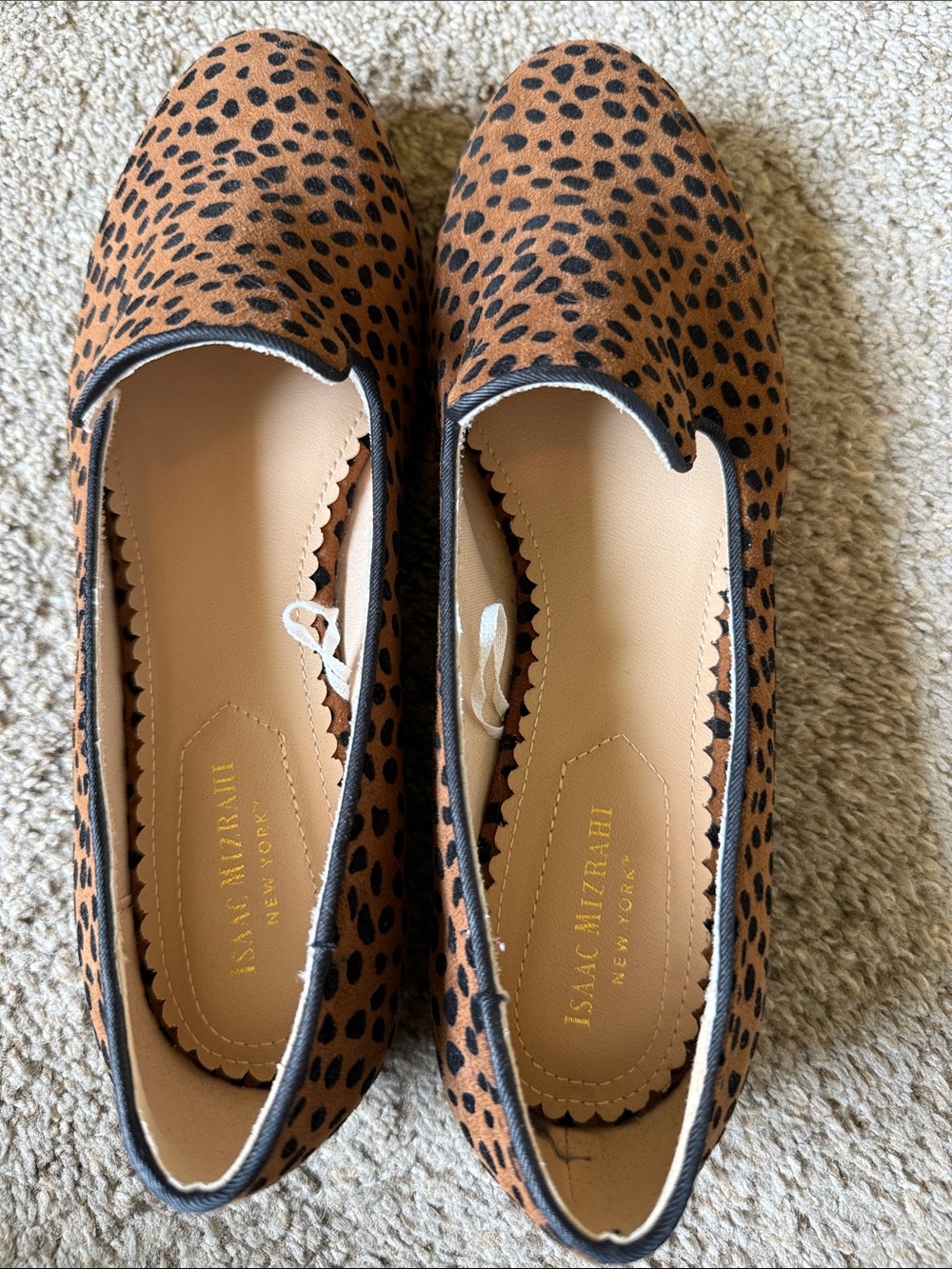 Isaac Mizrahi Cheetah-Style Tan and Black Slip-On Loafers